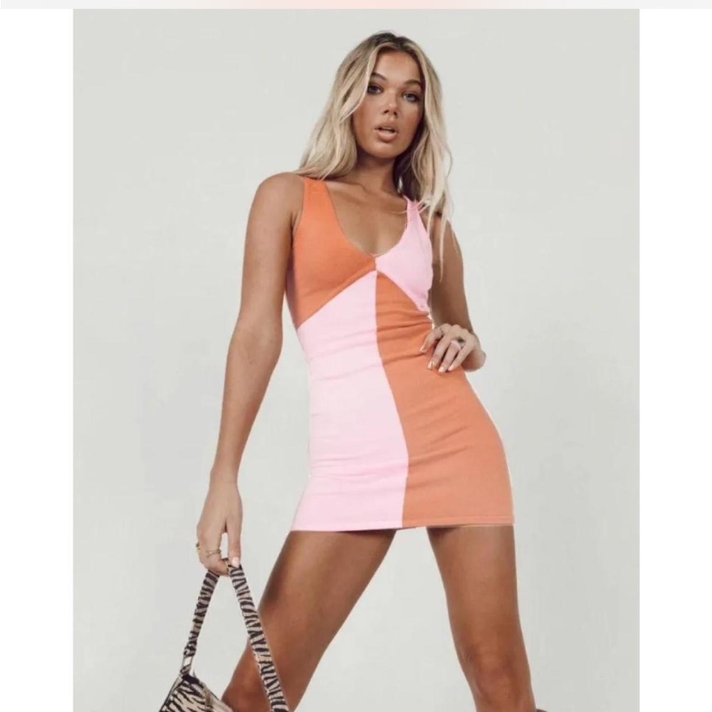 Princess Polly Colorblock Pink and Orange Mini Dress